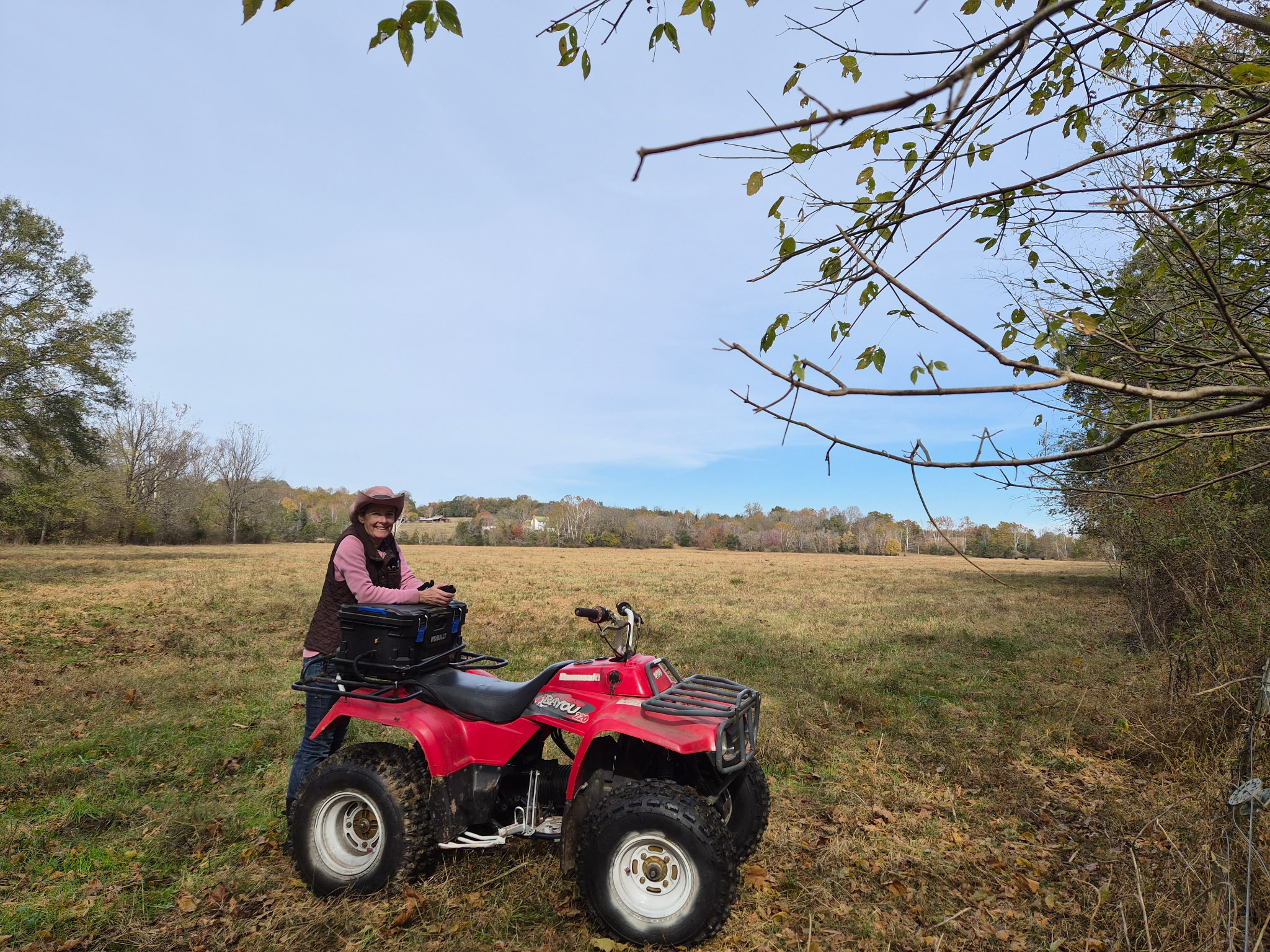 Me adjusting the battery mounting on the nearly complete ATV