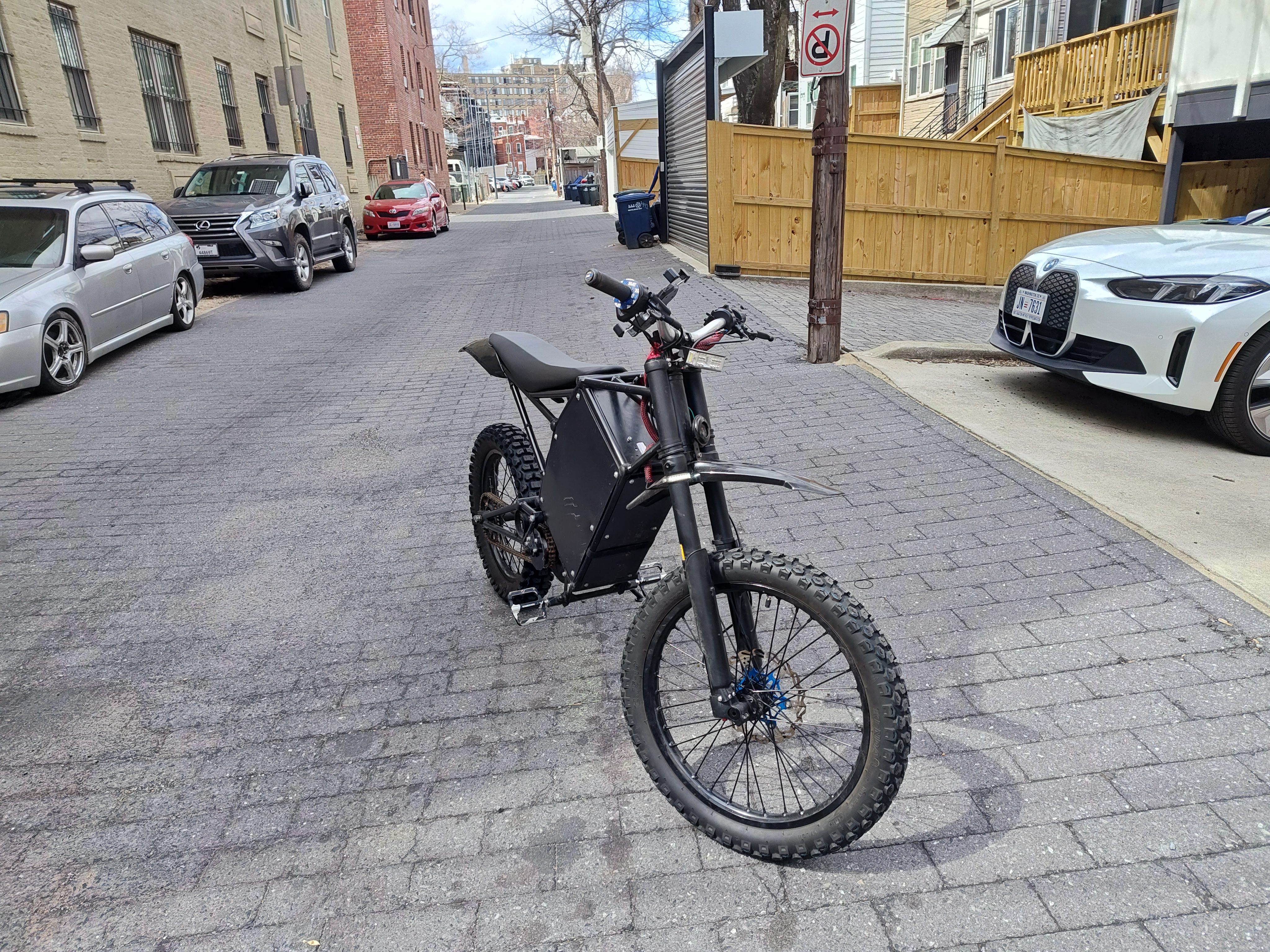 A close-up photo of the bike's motor and battery compartment